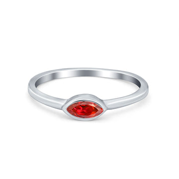 Petite Dainty Wedding Ring Marquise Simulated Garnet CZ 925 Sterling Silver